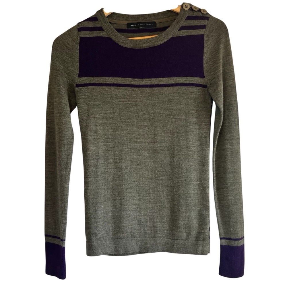 Marc Jacobs wool striped crew neck slim fit sweater excellent condition